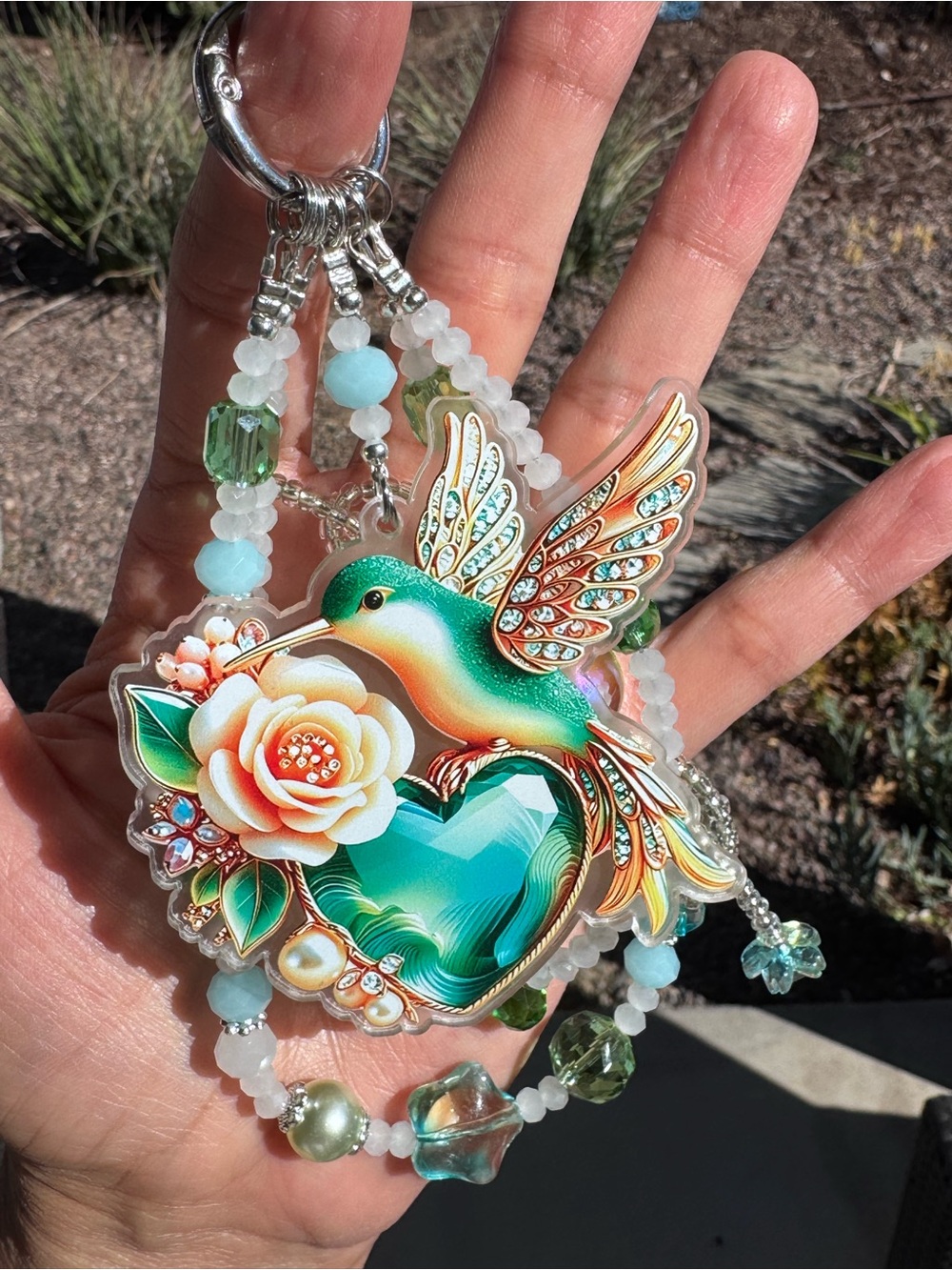 Hummingbird phone bag charm